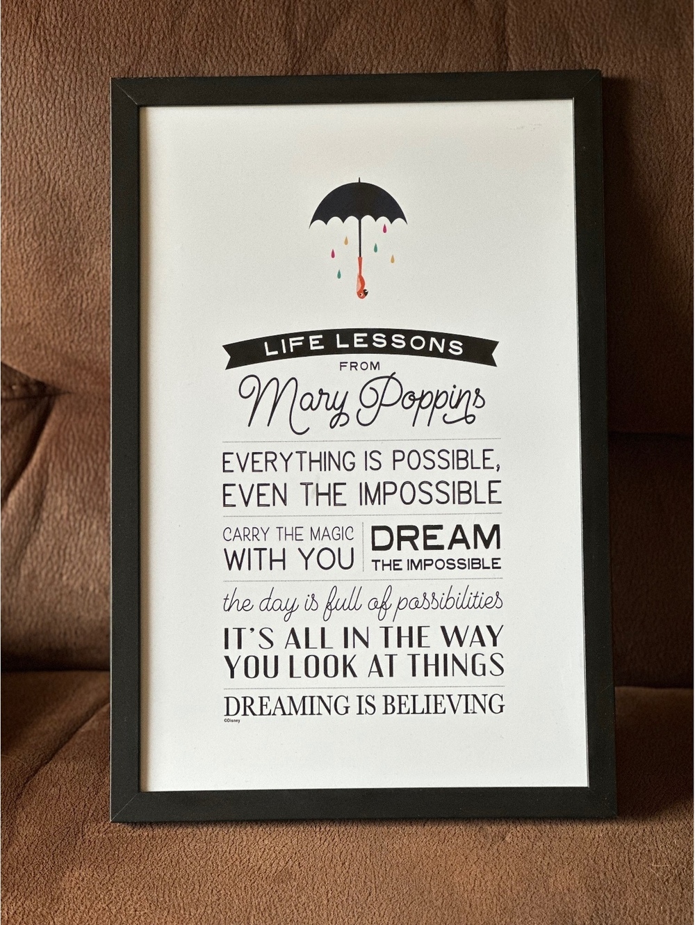 "Life Lessons from Mary Poppins" Framed Disney Typography Art